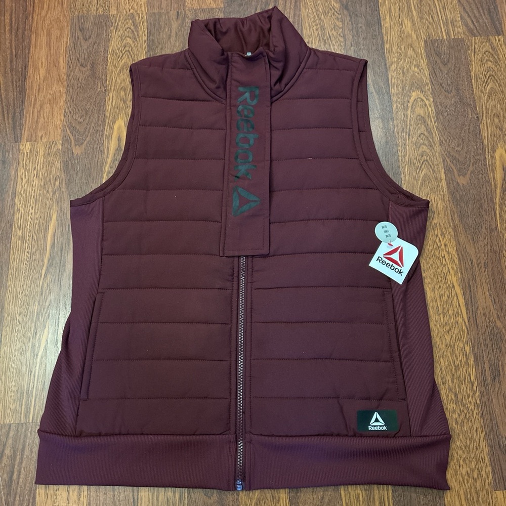 Reebok Getaway Windsor Wine Full Zip Puffer Vest Women's Size Slim Fit Large